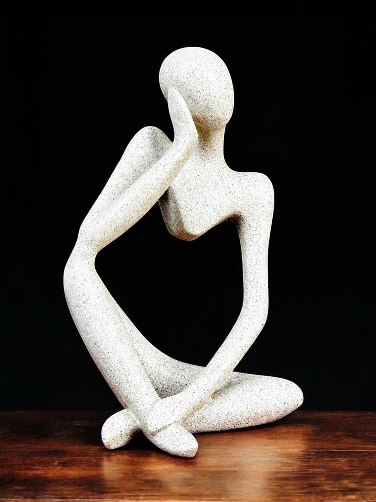 Abstract Thinker Resin Sculpture – Sand Finish (8 Inch)