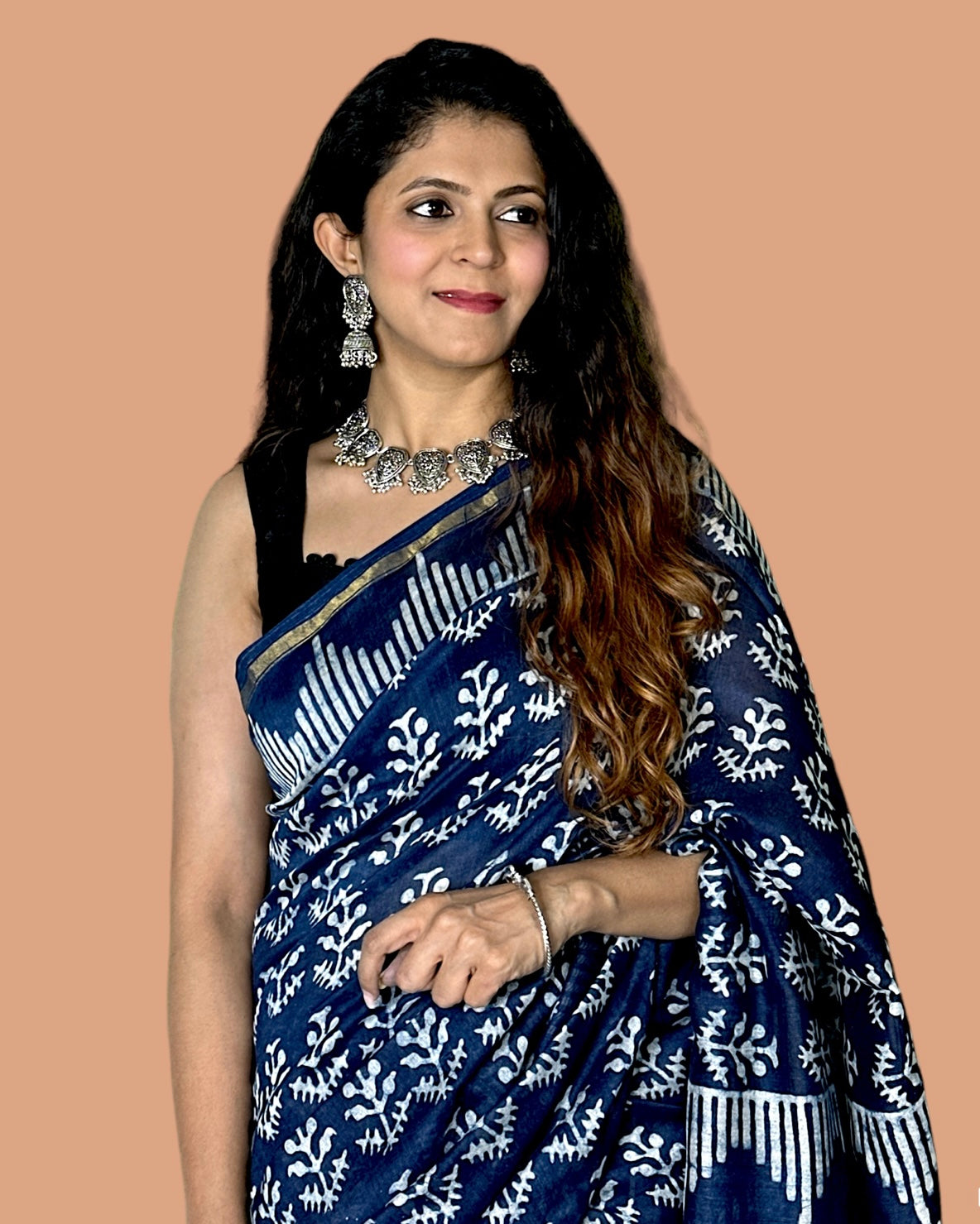 Artisanal Handblock - Chanderi Silk Saree