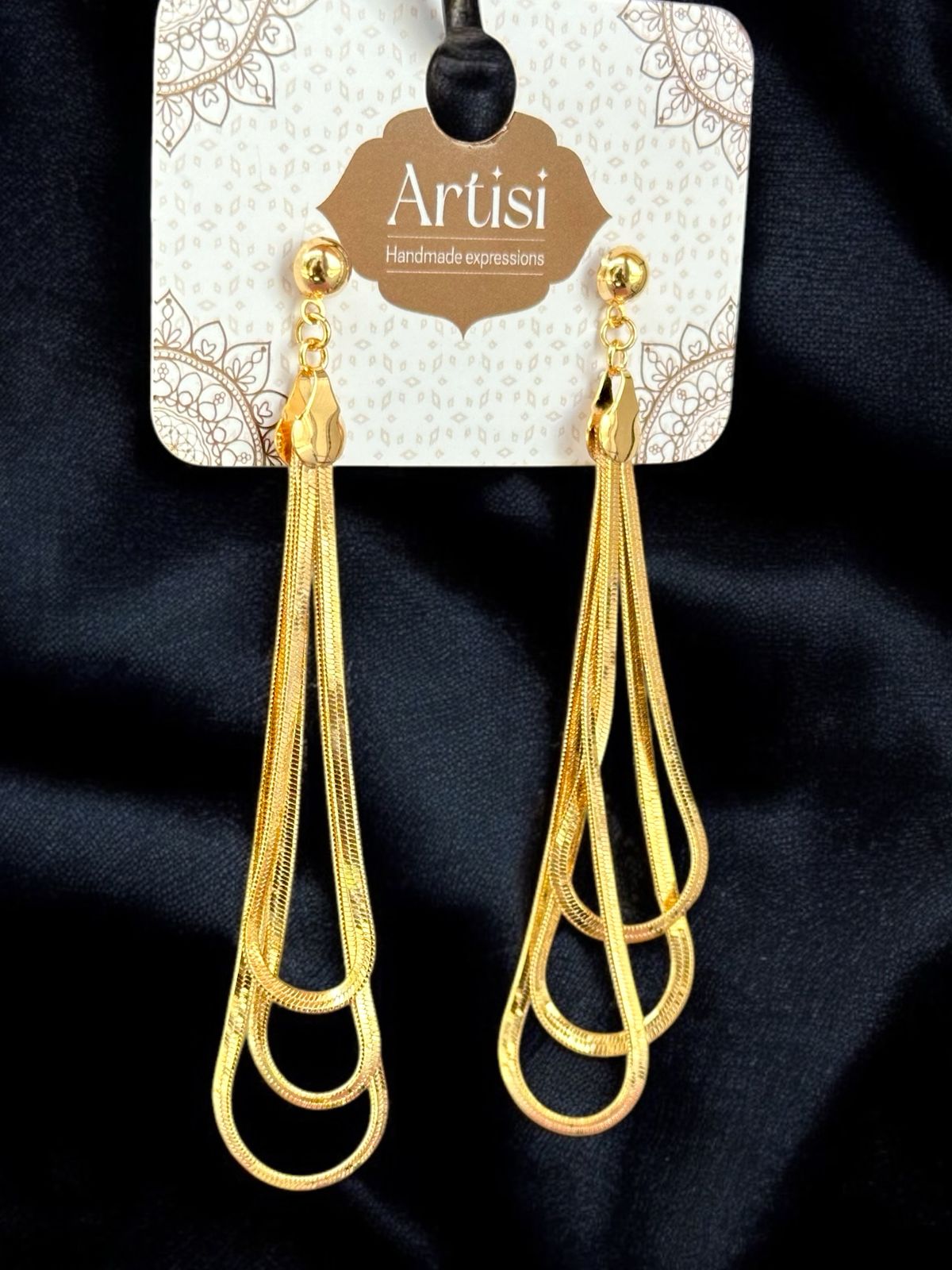 Long Multi-Layered Dangler Earrings | Gold Tone | Anti-Tarnish Finish | Elegant Statement Earrings for Women