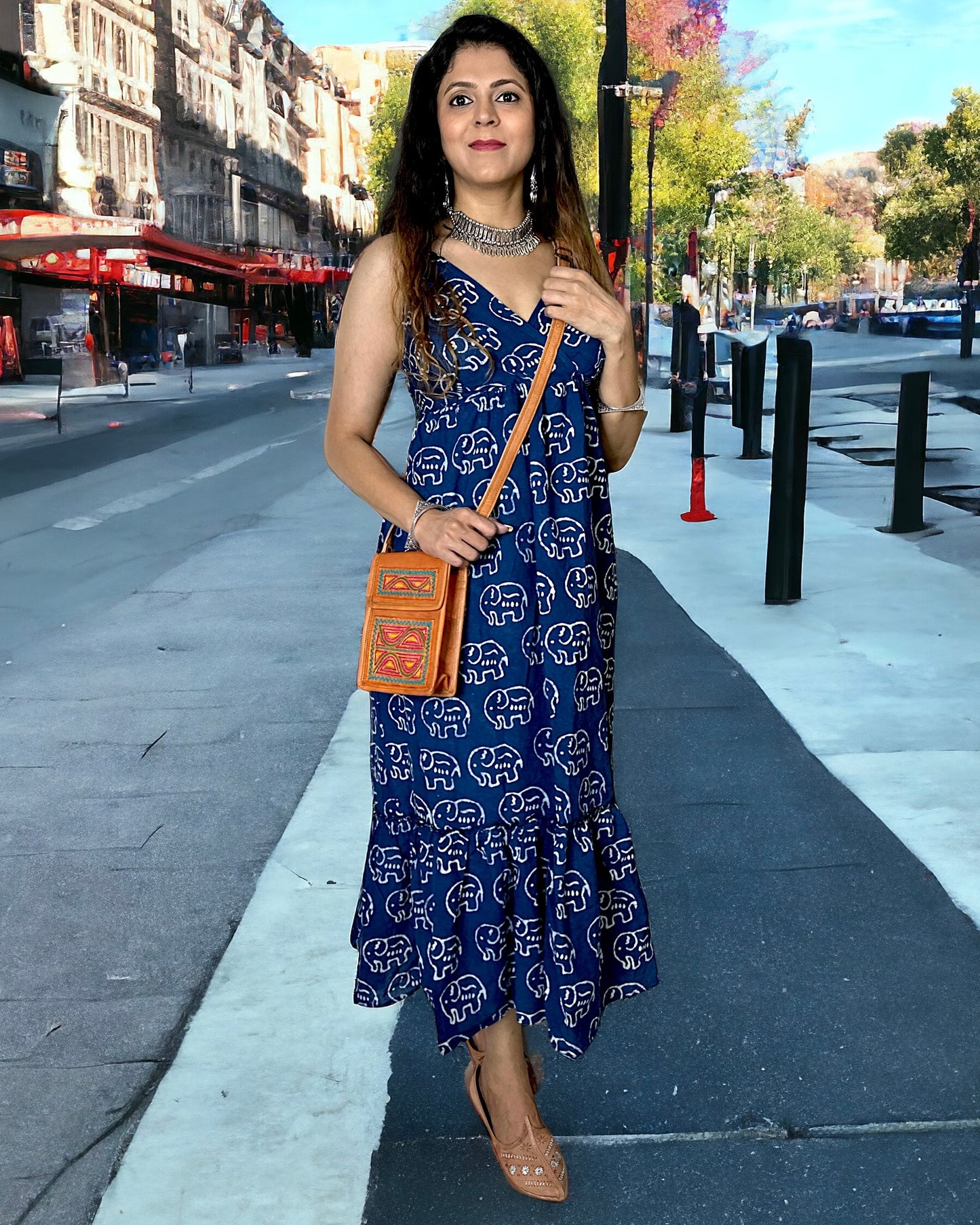 Artisanal Handblock - Spaghetti Long Dress