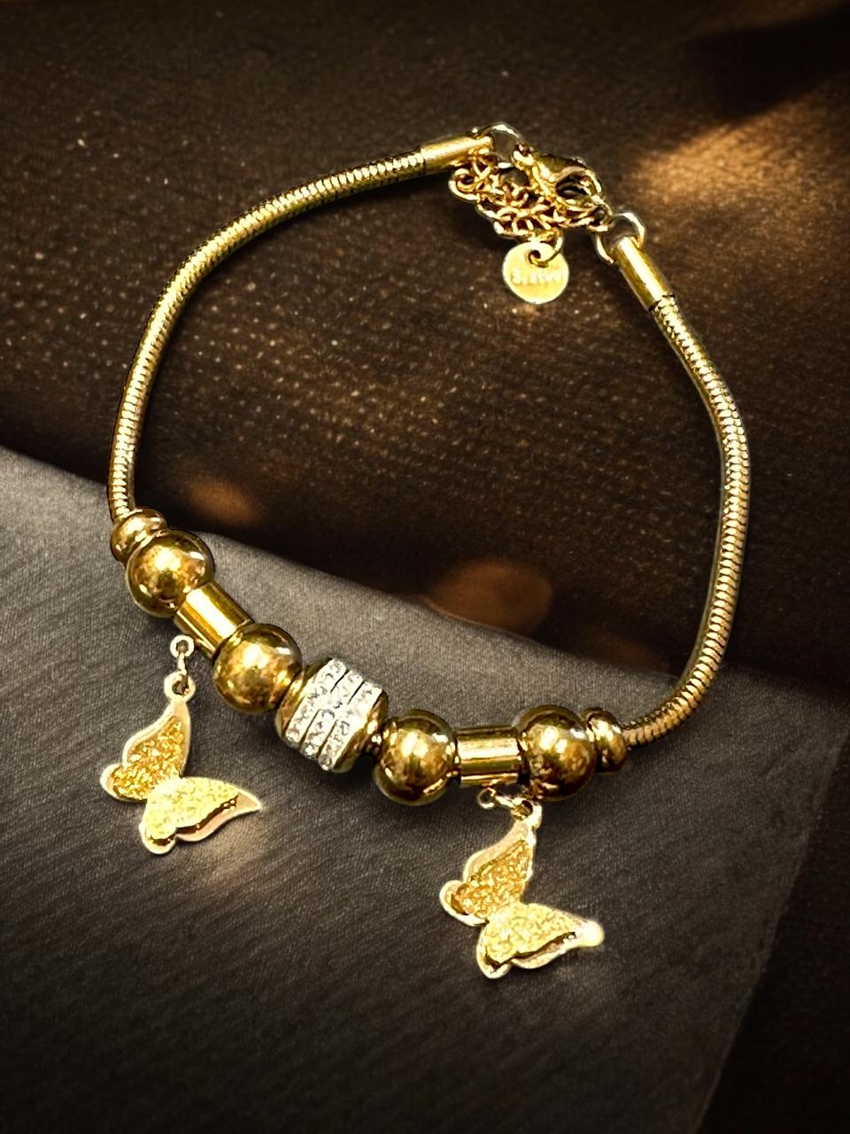 Butterfly Charm Bracelet in Gold Tone | Anti-Tarnish Finish | Handcrafted Adjustable Women’s Jewelry