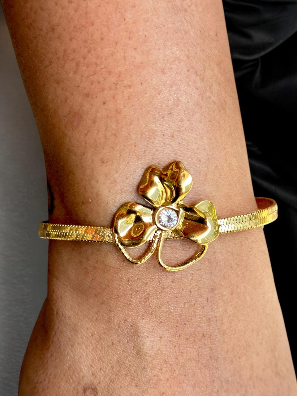 Floral Charm Bracelet for Women | Gold Tone with Stones | Anti-Tarnish Finish | Adjustable Handcrafted Jewelry