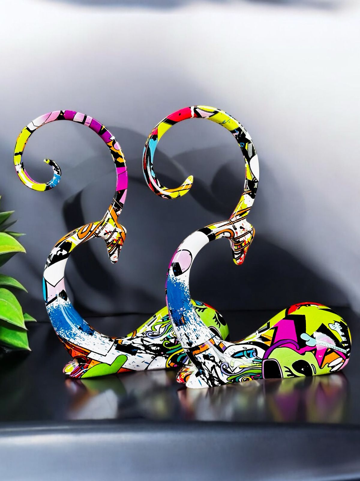 Abstract Deer Set Resin Showpiece – 16x8.5 Inch | Elegant Home & Office Décor