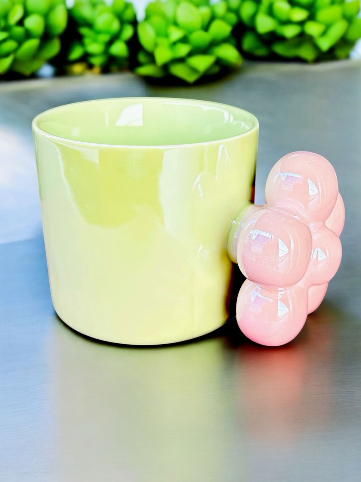 Contrast Charm: Flower Handle Mug in Dual Tone