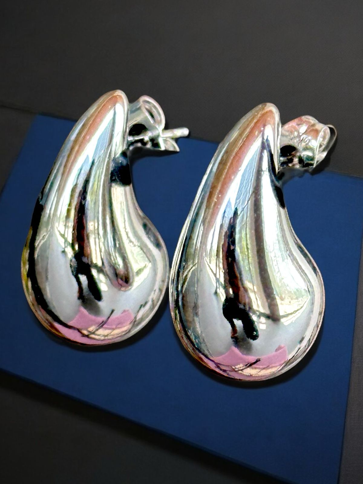 Ambi-Shaped Stud Earrings | Silver Tone | Anti-Tarnish Finish | Handcrafted Ethnic Studs for Women