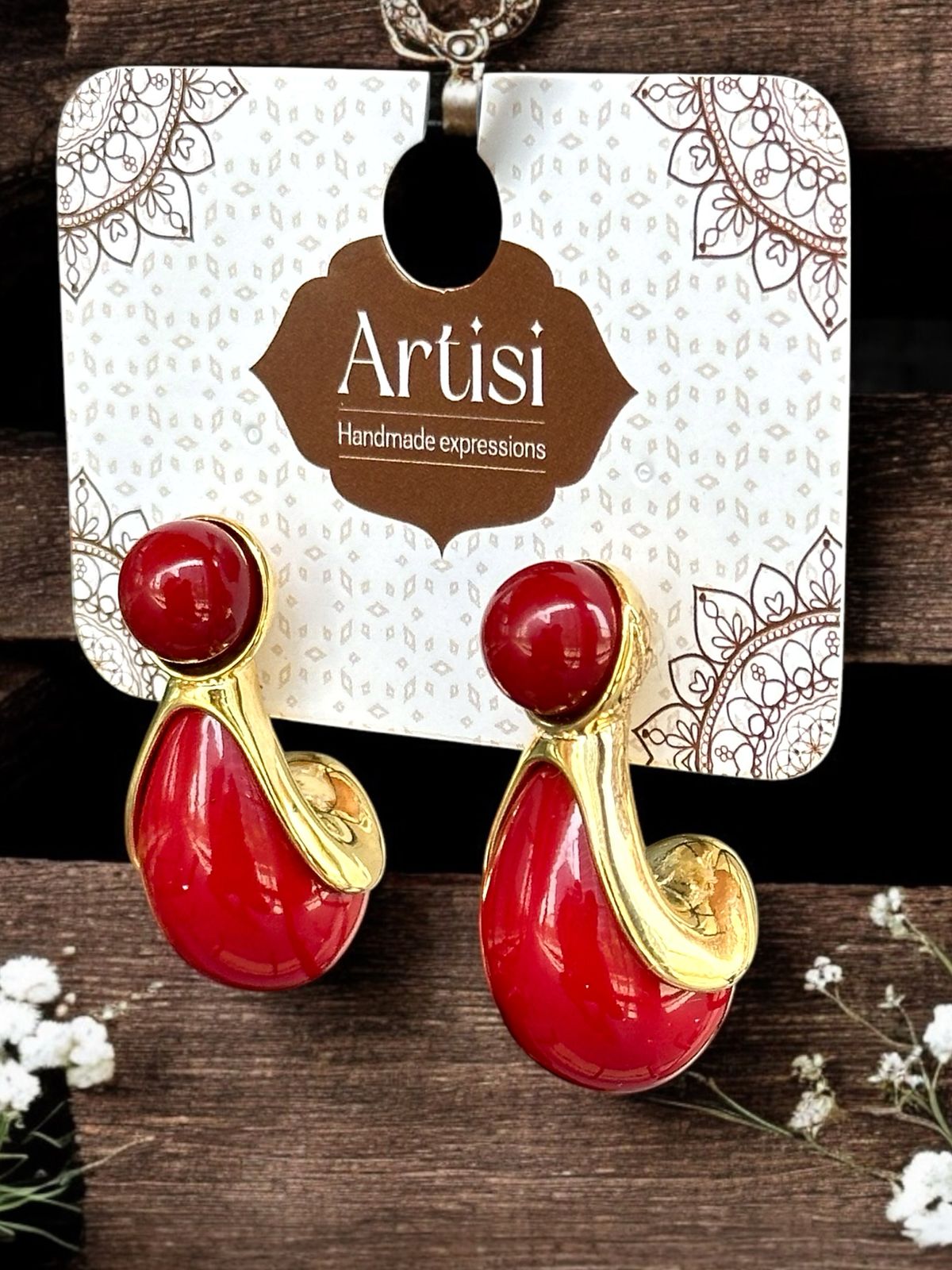 Red and Gold Contrast Earrings | Anti-Tarnish Imported Finish | Statement Dangle Earrings for Women