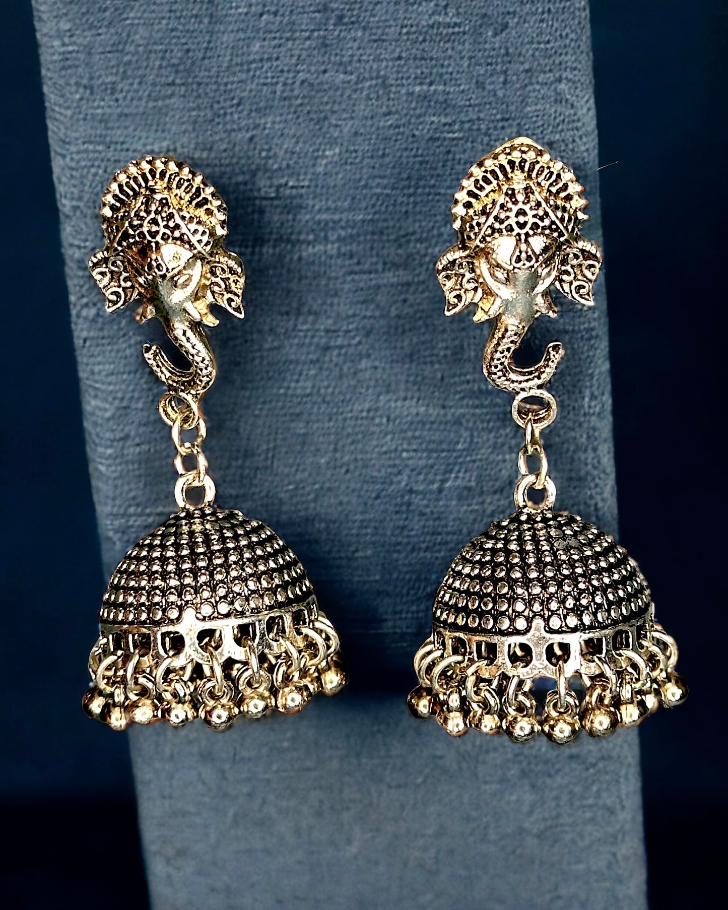 Oxidised Ganesh Jhumka Earrings