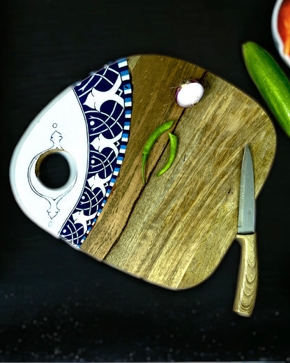 Wood Enamel Print Chopping/ Serving Board