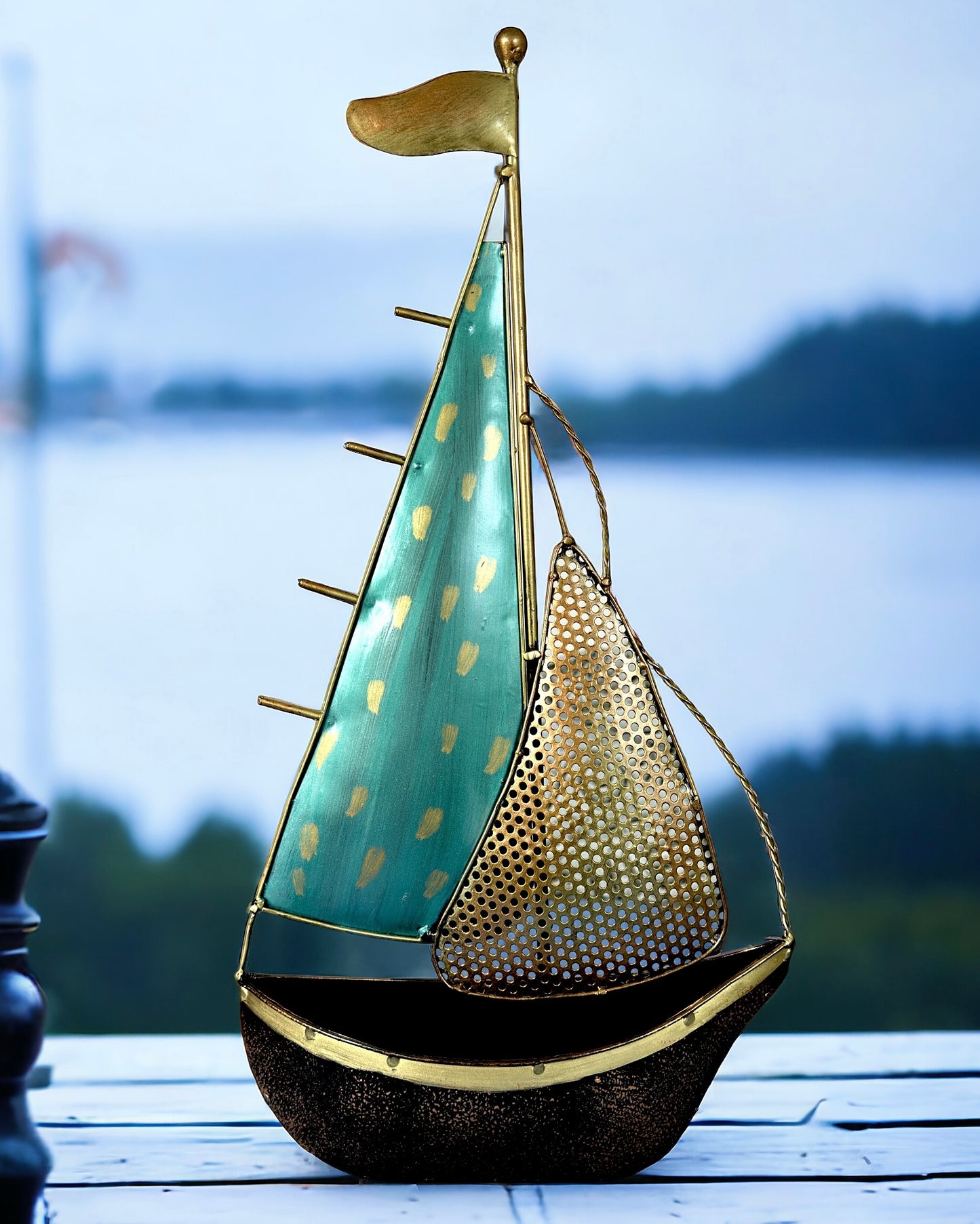 Handmade Moonshine Boat Table Decor