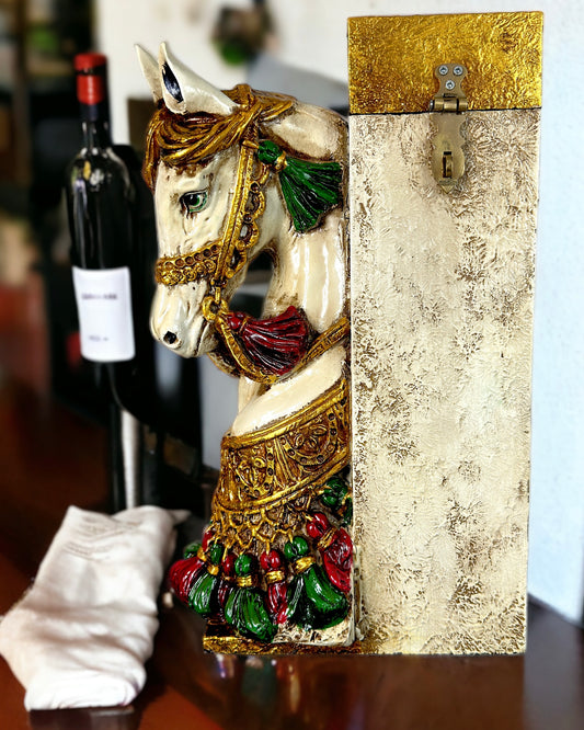 Wine Bottle Holder - Horse Design in Resin