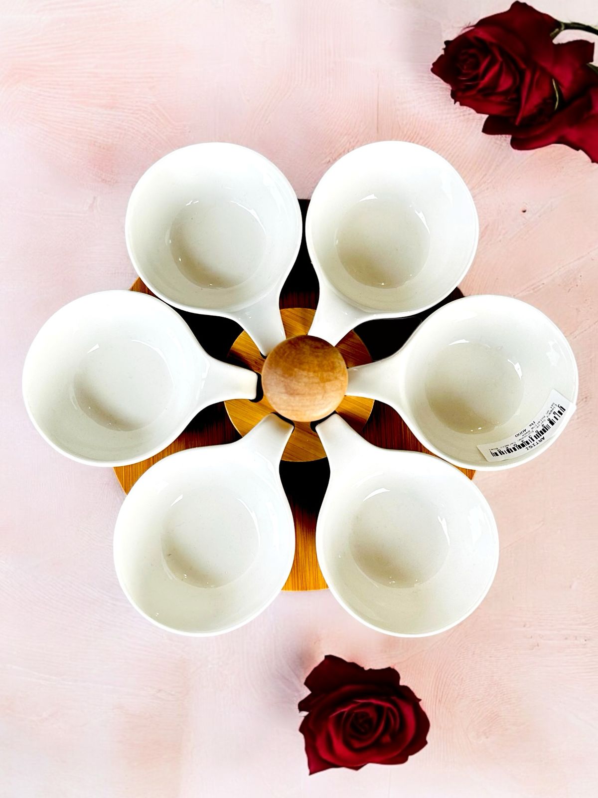 Elegant Serve: European Ceramic Bowl Set on Rotating Base