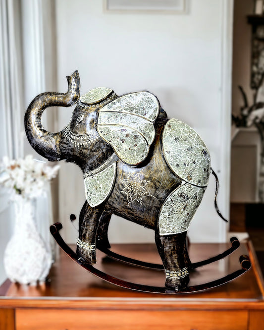 Rocking Elephant Handmade Mosaic Glass Work - 20 inches