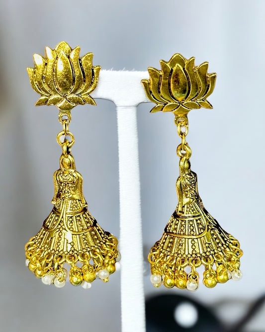 Golden Lotus Lady Shaped Danglers