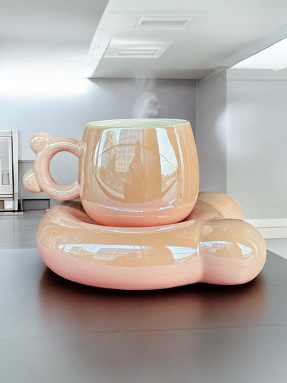 Chic Duo: Stylish Ceramic Mug and Saucer Set