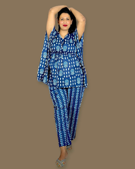 Handblock Bagru Print Kaftan Co-ord Set