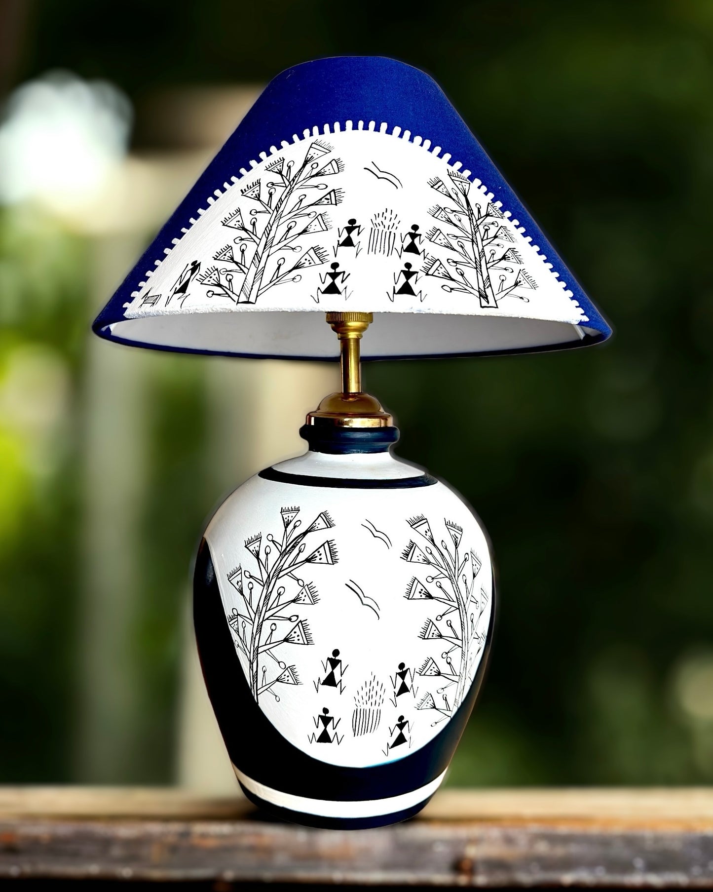 Handcrafted Terracotta Warli Tale Table Lamp - 18 inches