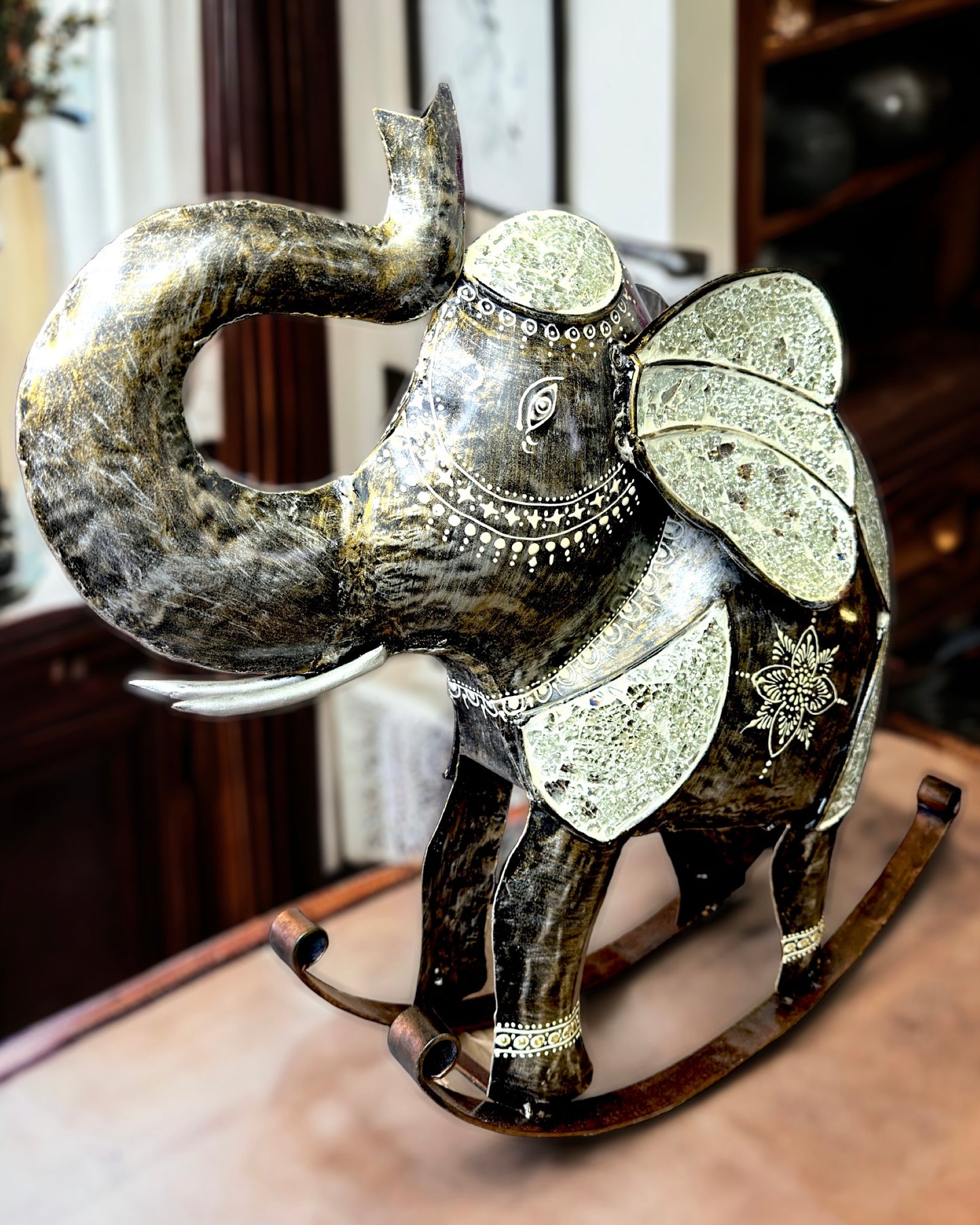 Rocking Elephant Handmade Mosaic Glass Work - 20 inches