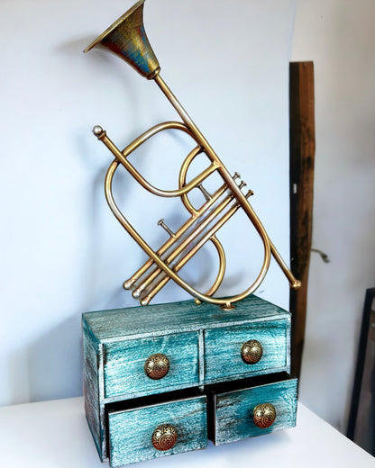 Antique Finish - Saxophone with Four Drawers