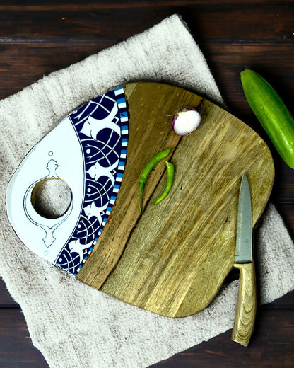 Wood Enamel Print Chopping/ Serving Board