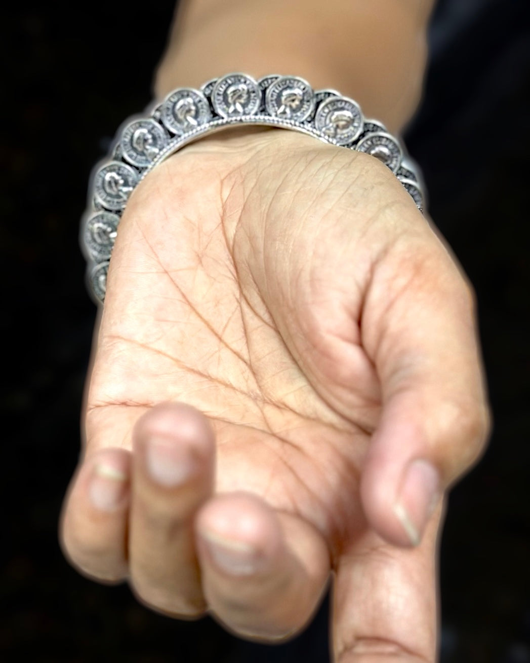 Oxidised Bangle Set - Coins Design