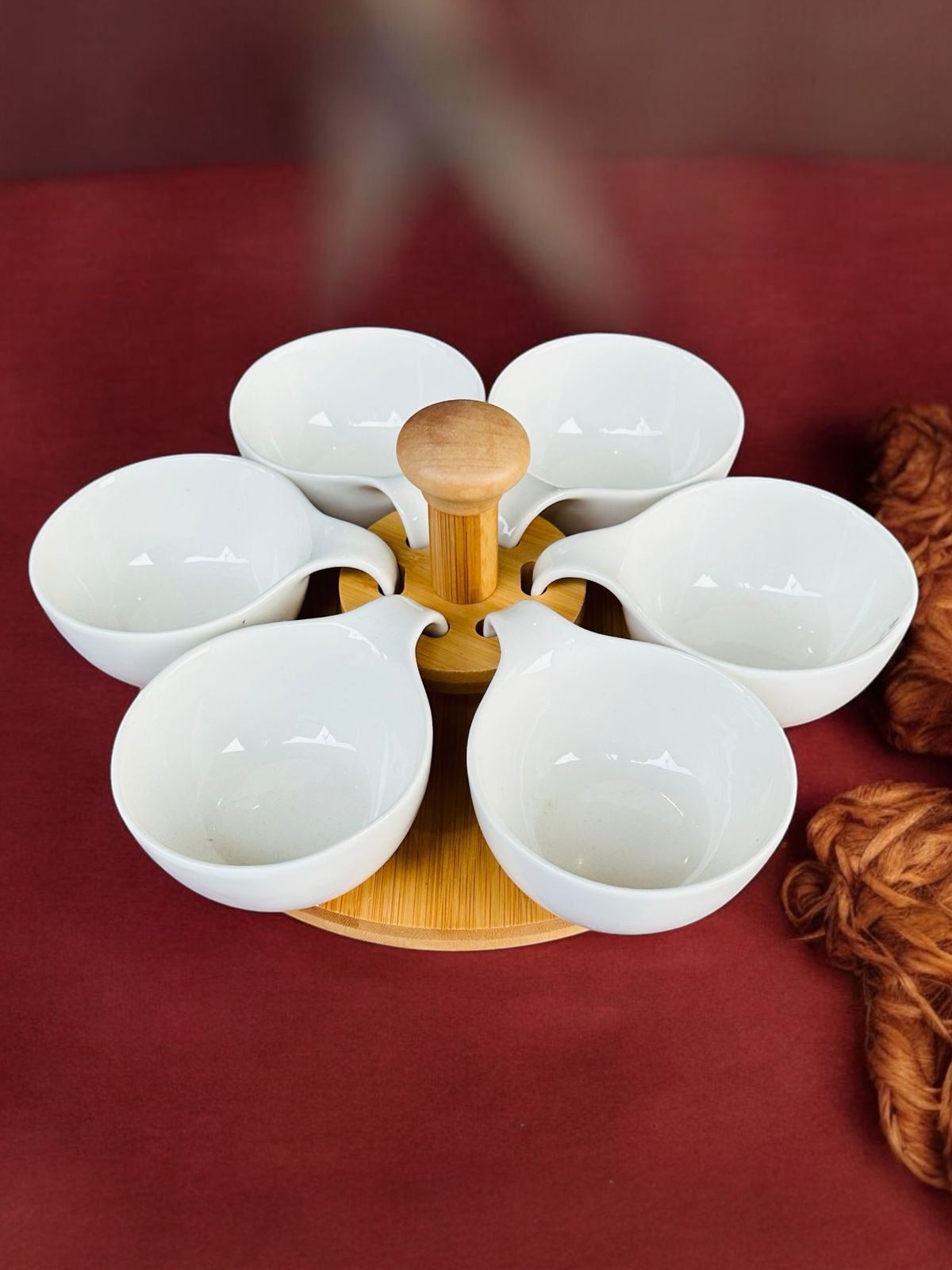 Elegant Serve: European Ceramic Bowl Set on Rotating Base