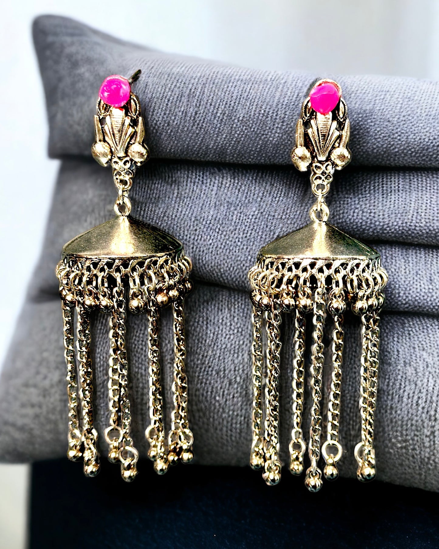 Oxidised Jhumka Chandelier Earrings