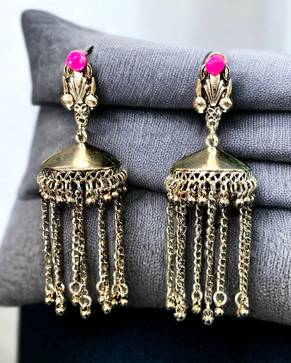 Oxidised Jhumka Chandelier Earrings