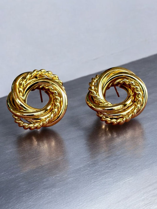 Spiral Multistrand Earrings | Gold Tone Anti-Tarnish Finish | Lightweight Imported Statement Earrings for Women