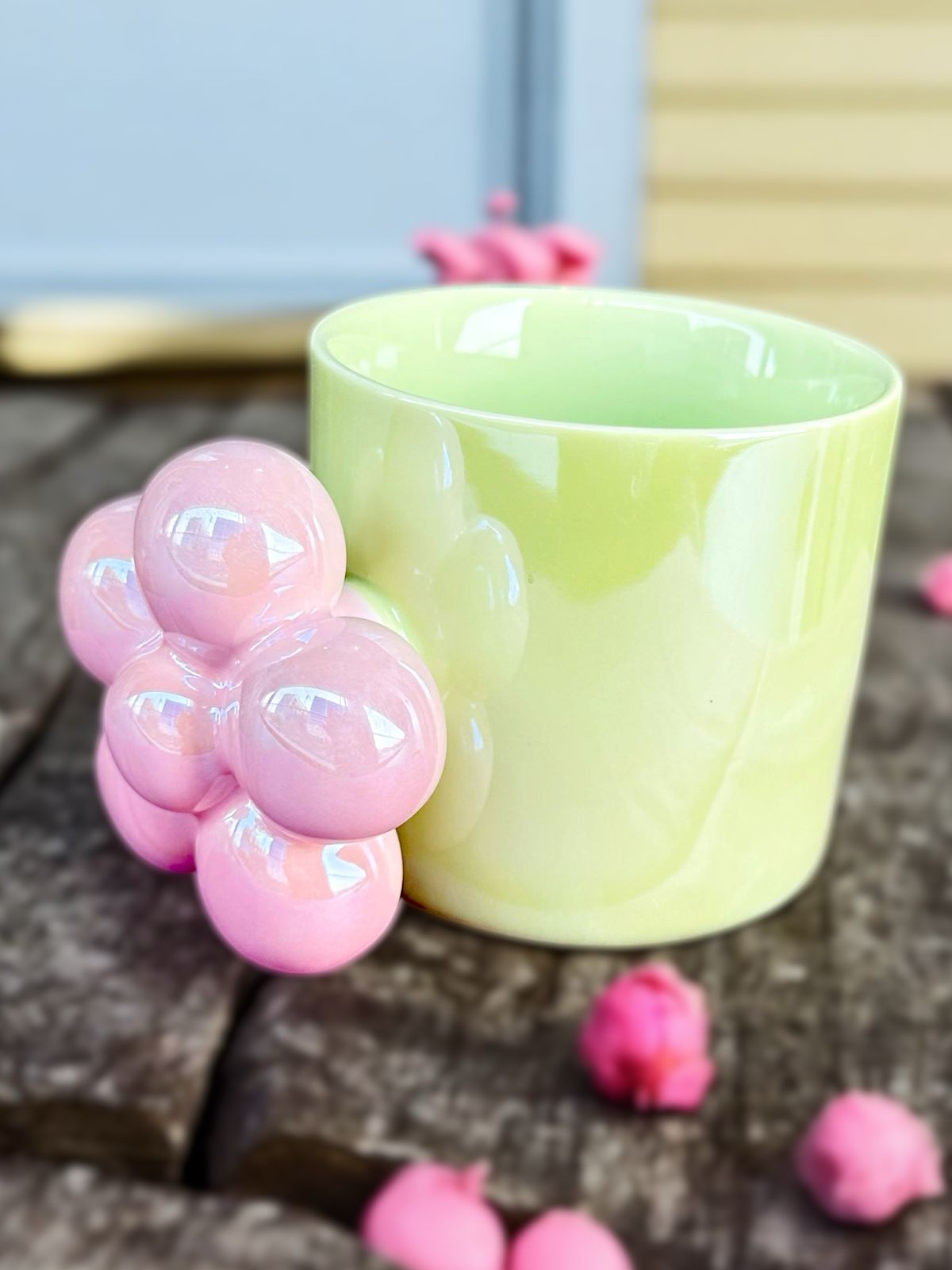 Contrast Charm: Flower Handle Mug in Dual Tone