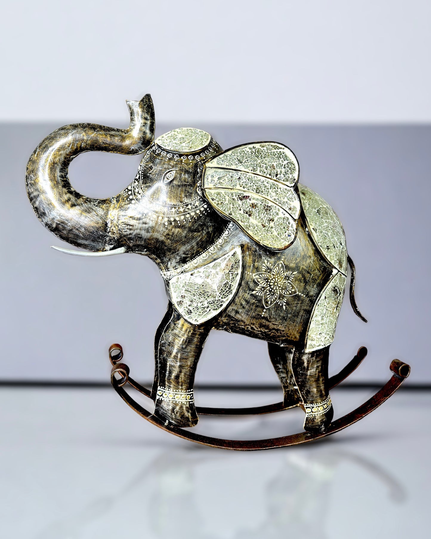 Rocking Elephant Handmade Mosaic Glass Work - 20 inches