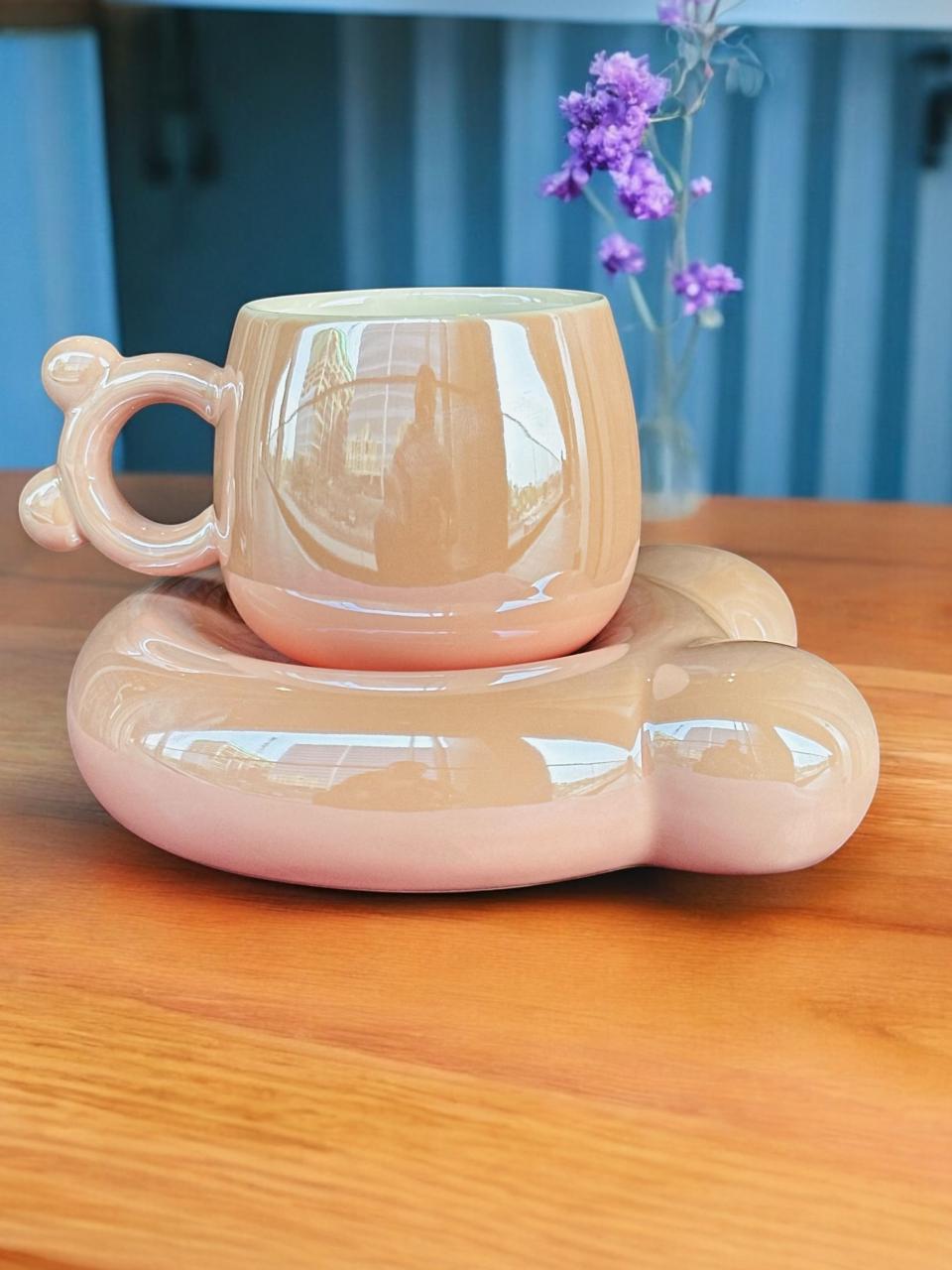 Chic Duo: Stylish Ceramic Mug and Saucer Set