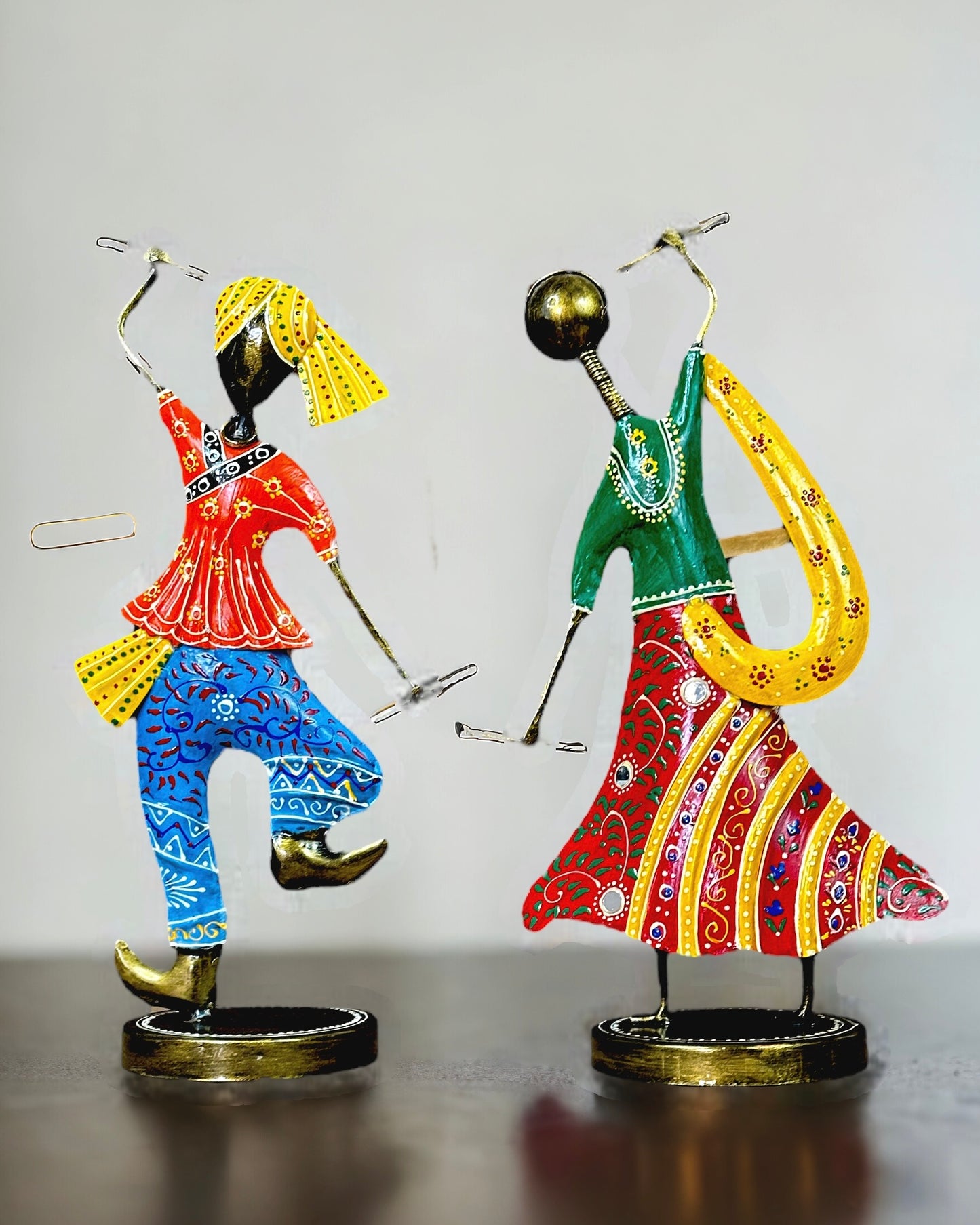 Handmade Dandiya Pair - with Colourful Embossed Hand Painting