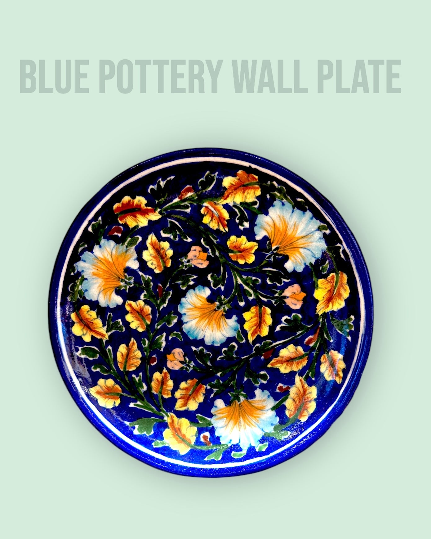 Blue Pottery Wall Plate - 8 inches