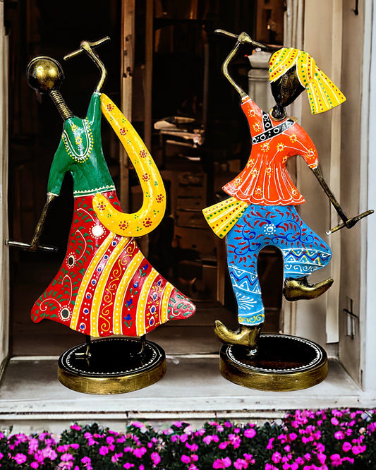 Handmade Dandiya Pair - with Colourful Embossed Hand Painting