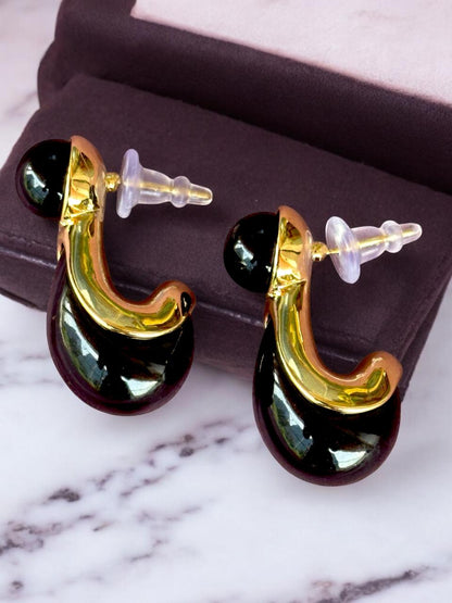 Black and Gold Contrast Earrings | Anti-Tarnish Imported Finish | Statement Dangle Earrings for Women