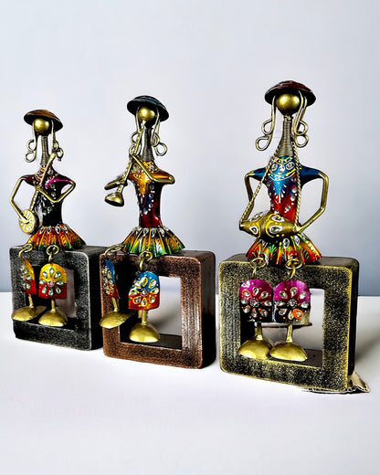 Handmade Set of 3 Musician Ladies with Moving Legs