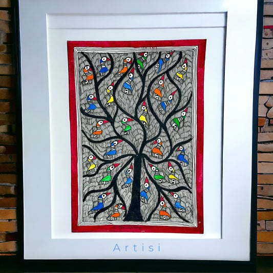 Madhubani Painting Fish Tree - by National Award Winning Artist