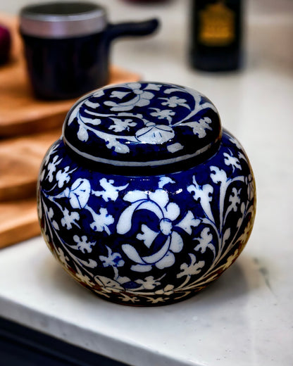 Blue Pottery Pickle Jar - 6 inches