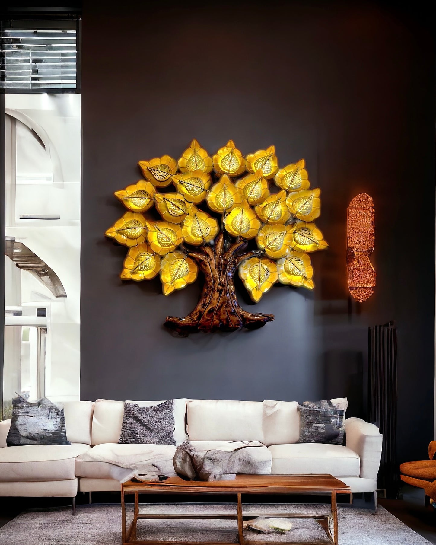 Wall Decor Tree with Lights in Metal