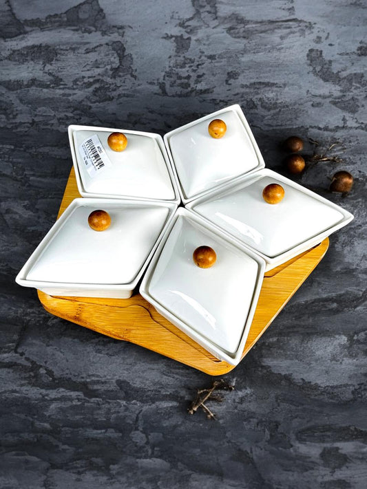 Luxe Dry Fruit Storage: European-Style Set with Wooden Base
