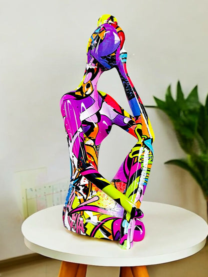Abstract Thinker Woman in Resin – 7.5 Inch | Modern Art Décor
