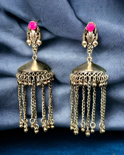 Oxidised Jhumka Chandelier Earrings