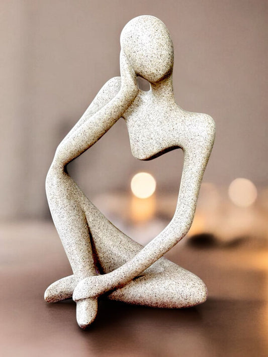 Abstract Thinker Resin Sculpture – Sand Finish (8 Inch)