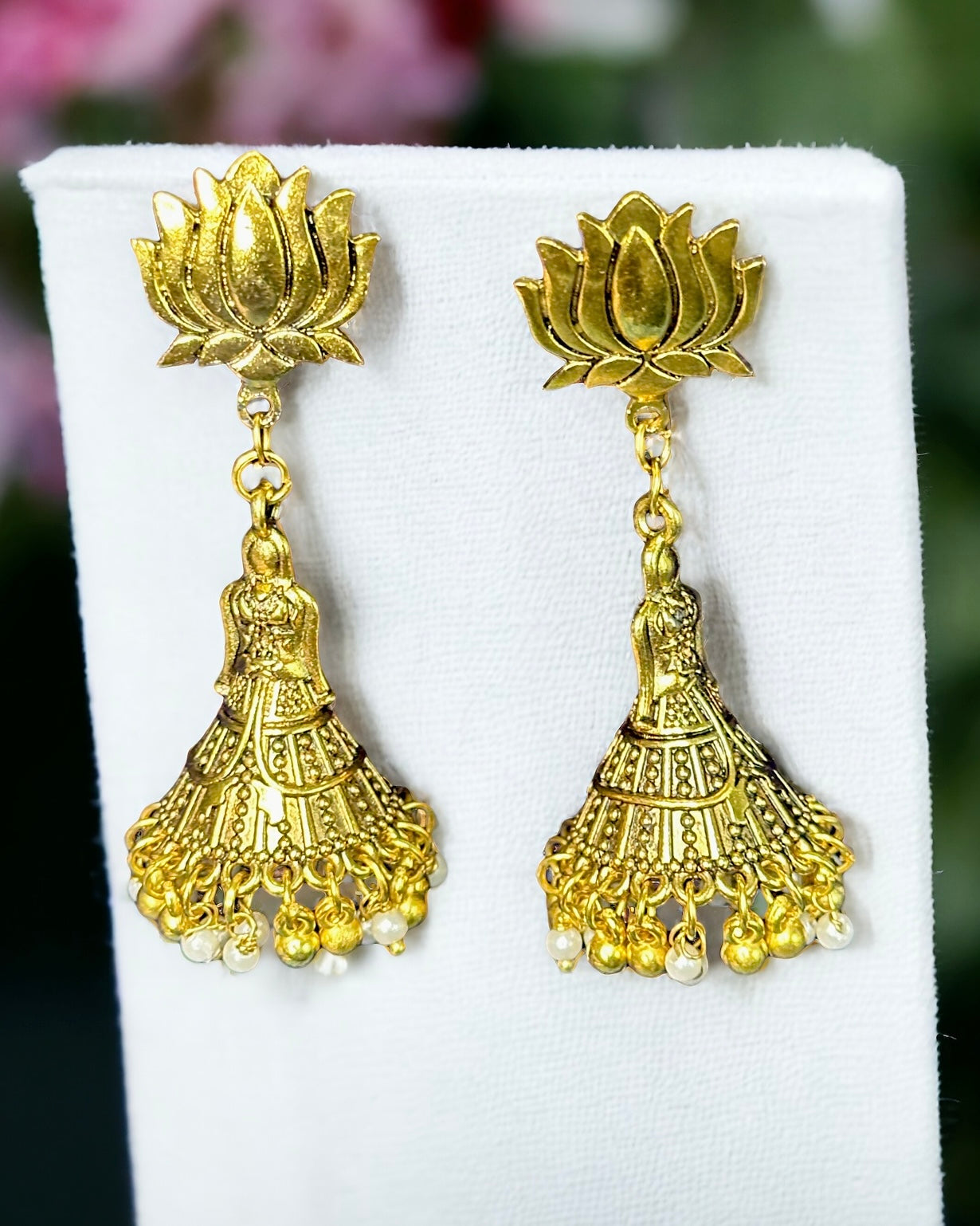 Golden Lotus Lady Shaped Danglers