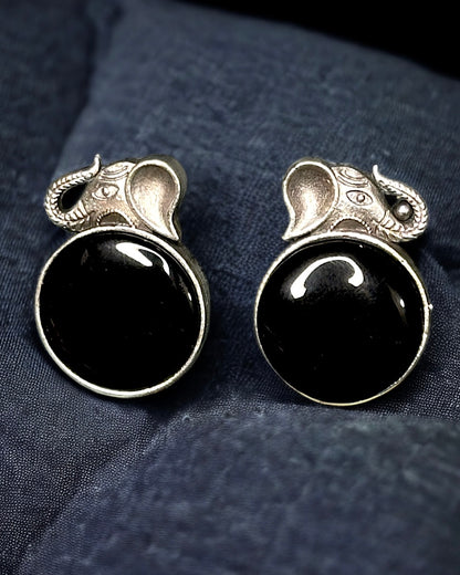 Oxidised Elephant Studs