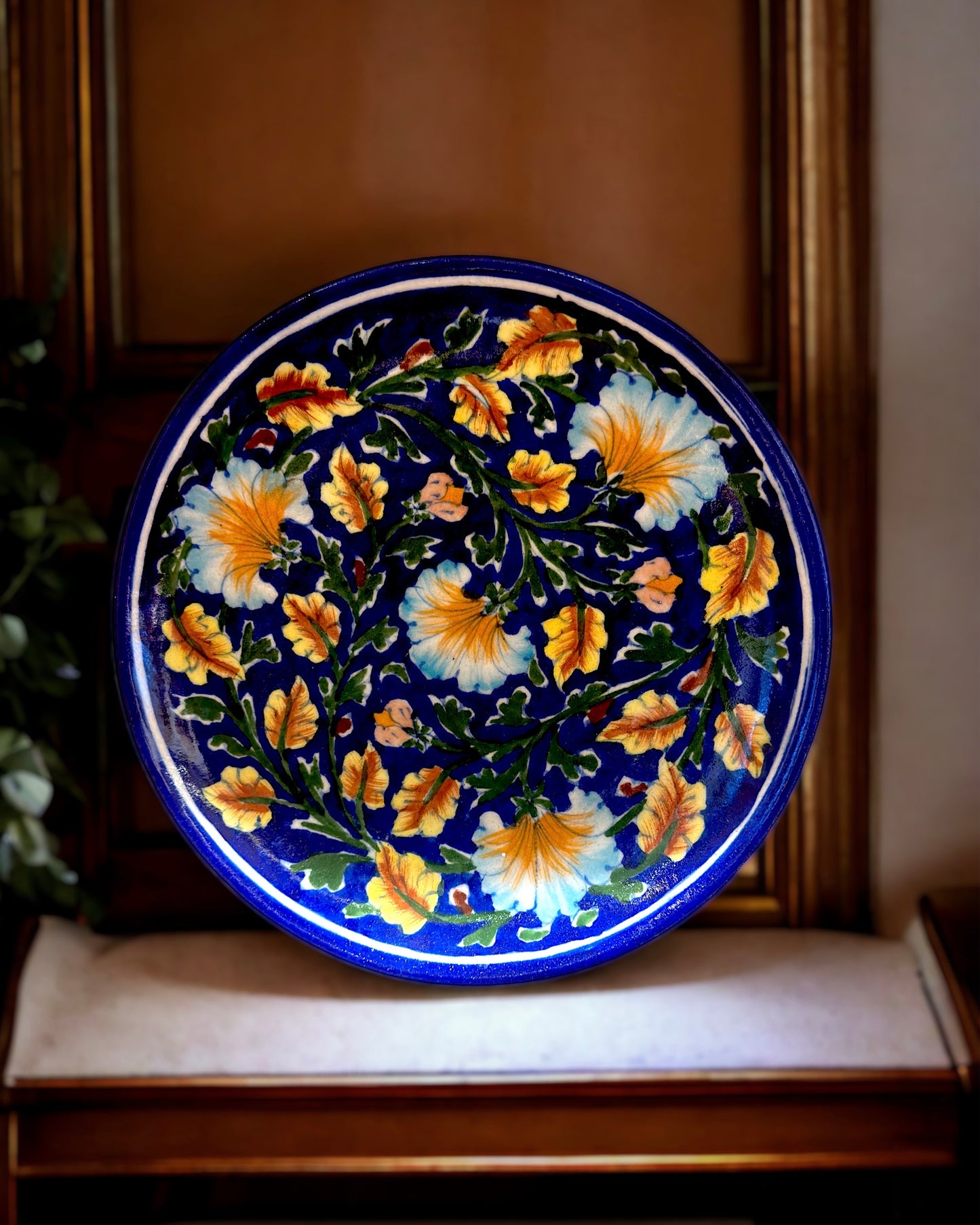 Blue Pottery Wall Plate - 8 inches