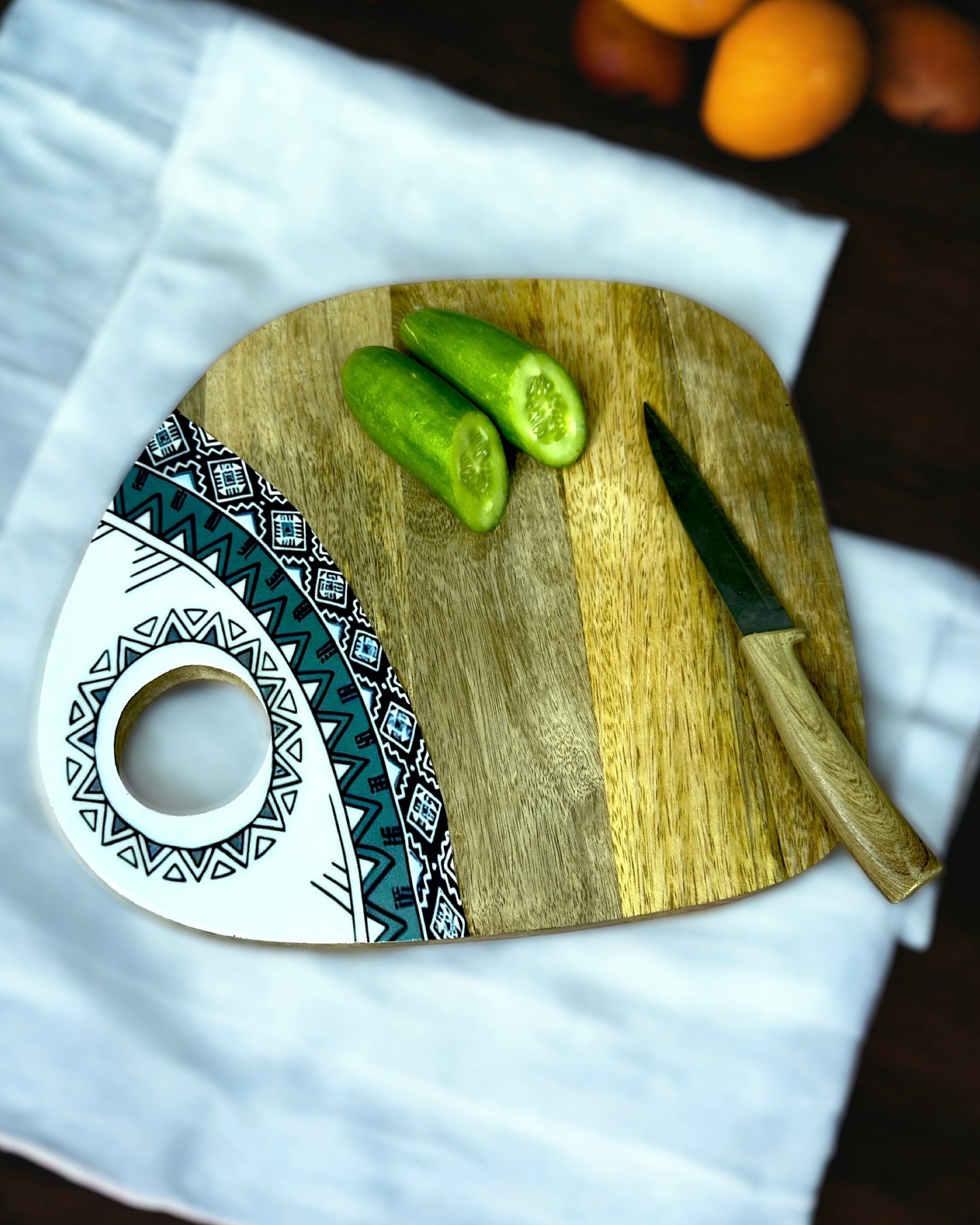 Wood Enamel Print Chopping/ Serving Board