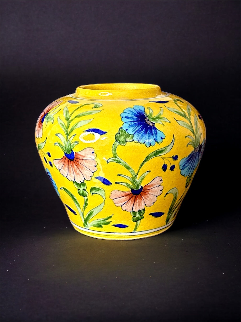 Blue Pottery Flower Vase - 8 inches