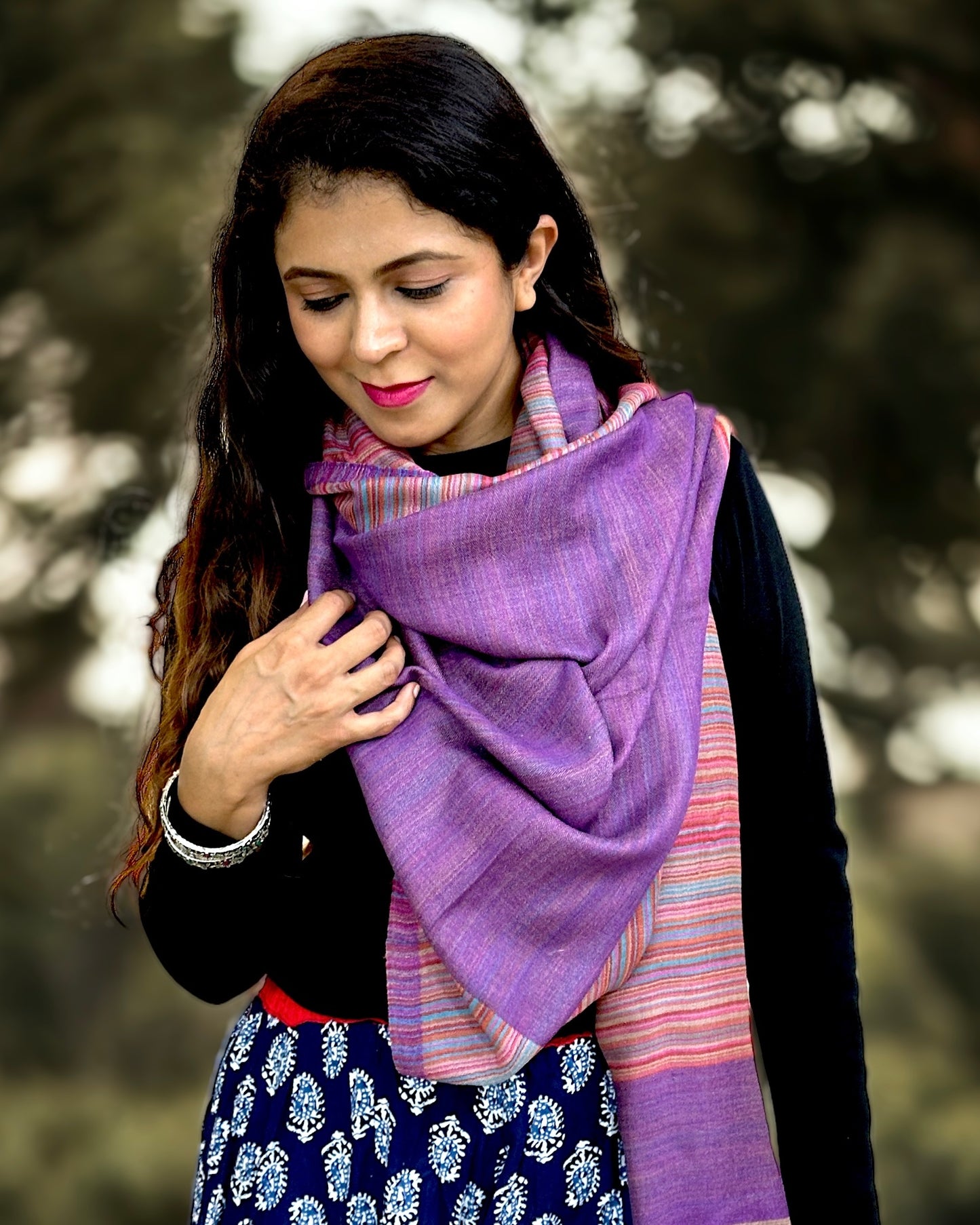 Semi Pashmina Reversible Stole with Stripes