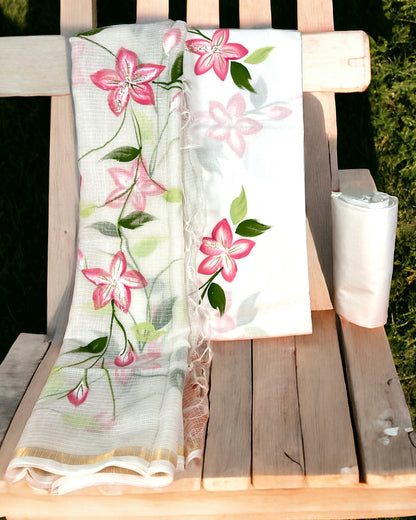 Hand Painted Cotton Suit Fabric with Kota Dupatta